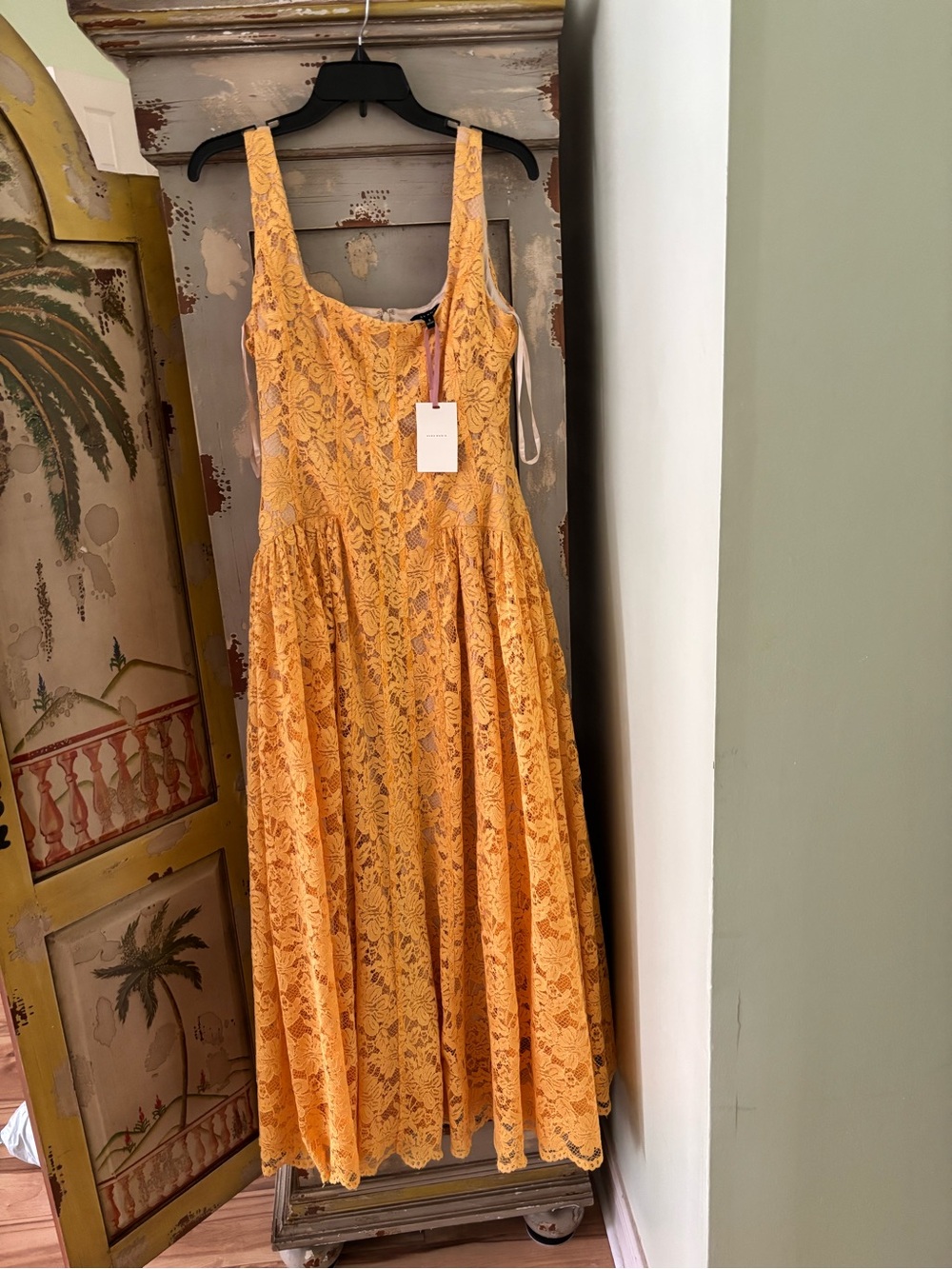 Alex Marie light orange  Lace Maxi Dress